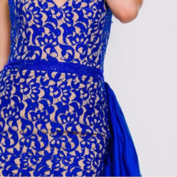 Gorgeous Jovani style 35052. Color is Royal/ Nude. Size 12. - Picture 6 of 8